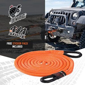 AutoDunk 1" x 30' Kinetic Recovery & Tow Rope (33,000lbs), with 2 Soft Shackles (33,000lbs) Offroad Recovery Kit for 4WD Pick Up Truck, SUV, ATV, UTV (Orange)