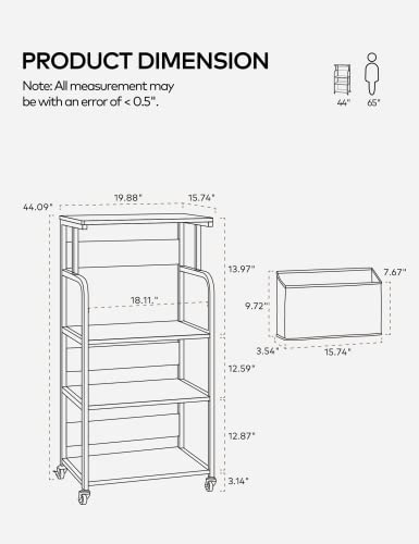 4-Tier Home Kitchen Standing Shelf Cart W/ Storage and Lockable Wheels, Tall Mobile Rolling Rack with Large Storage Space for Home Kitchen, Versatile, Durable - Black