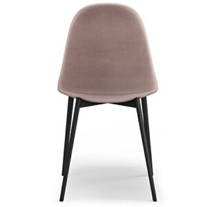 SIMPLIHOME Alpine Mid Century Modern Dining Chair (Set of 2) in Rose Velvet Fabric, For the Dining Room