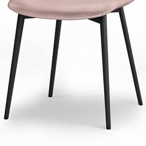 SIMPLIHOME Alpine Mid Century Modern Dining Chair (Set of 2) in Rose Velvet Fabric, For the Dining Room