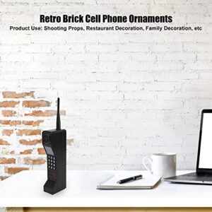 Asixxsix Retro Brick Cell Phone Ornament, Vintage Classic Cellular Phone Model Stylized Ornaments Retro Brick Cell Phone Model for Shooting Props Home Office Decoration, Unique Gift for Kids(Black)