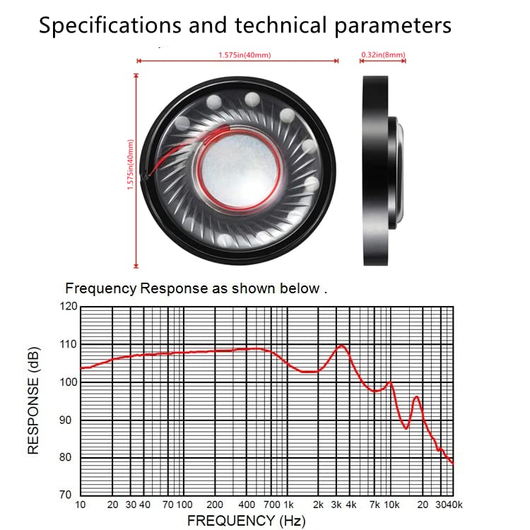 Komsunma Headphone Speaker Driver Replacement for Beats Studio2, Studio3, Solo2, Solo3, Bose QuietComfort QC25 QC35 QC2 QC15 AC25 AC35 32ohm 40mm Headset Speaker Parts(2-Pack)