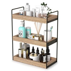 Bathroom Countertop Organizer , 3-Tier Wood Bathroom Counter Shelf Organizer, Detachable Countertop Storage Shelf for Counter Standing Rack Cosmetic Holder, Vanity Organizer Storage Kitchen Spice Rack