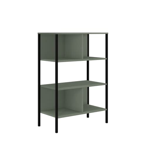 itbe Easywork 3 Tier Bookshelf, Bookcase Office Shelf (Green)