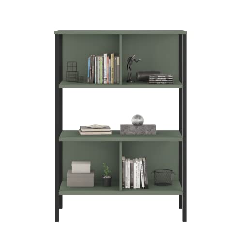 itbe Easywork 3 Tier Bookshelf, Bookcase Office Shelf (Green)