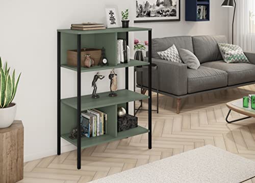 itbe Easywork 3 Tier Bookshelf, Bookcase Office Shelf (Green)