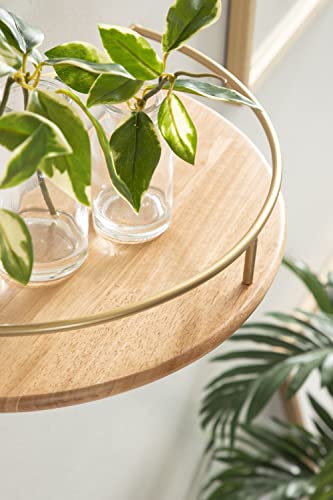 Kate and Laurel Camryn Boho Half Moon Wall Shelf Set, Set of 2, Natural Wood and Gold, Decorative Bohemian Half Circle Shelf for Household Storage and Boho Decor