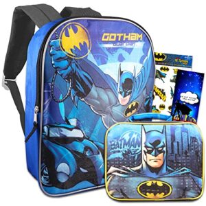 fast forward batman backpack with lunch box set - batman backpack for boys 4-6, batman lunch box, stickers, more,batman backpack for kids