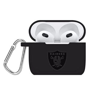 game time las vegas raiders engraved silicone case cover compatible with apple airpods gen 3 (black)