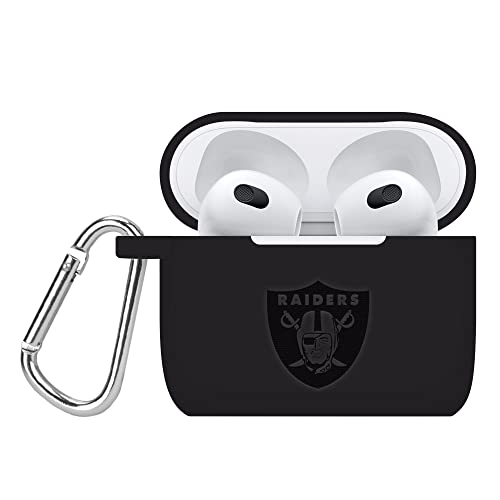 GAME TIME Las Vegas Raiders Engraved Silicone Case Cover Compatible with Apple AirPods Gen 3 (Black)