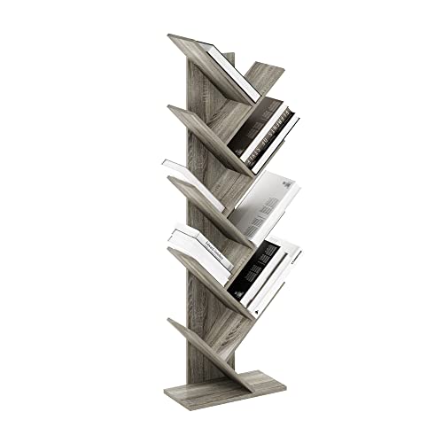 Furinno Tree Bookshelf 9-Tier Floor Standing Tree Bookcase, French Oak