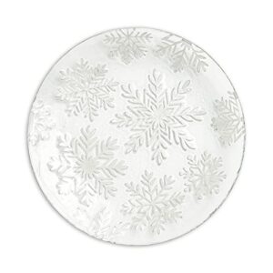 demdaco snowflake embossed silver tone 12.5 inch glass christmas serving plate platter