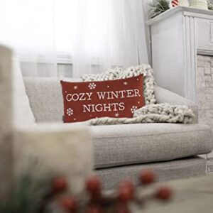 DEMDACO Cozy Winter Nights Red and White 21 x 12 Inch Reversible Lumbar Throw Pillow