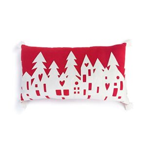 DEMDACO Cozy Winter Nights Red and White 21 x 12 Inch Reversible Lumbar Throw Pillow