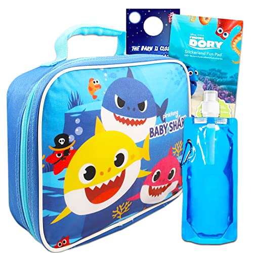 Baby Shark Lunch Box for Toddlers Set - Baby Shark Lunch Bag, Water Pouch, Stickers, More,Baby Shark Lunch Box