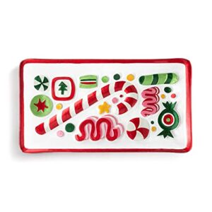 demdaco christmas candy red and green 15 inch glass rectangular serving plate platter