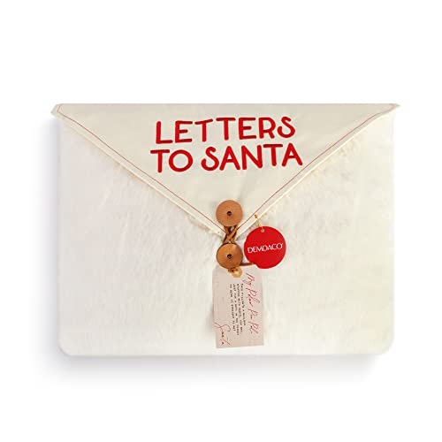DEMDACO Letters to Santa White and Red 12 x 18 Inch Pocket Christmas Throw Pillow