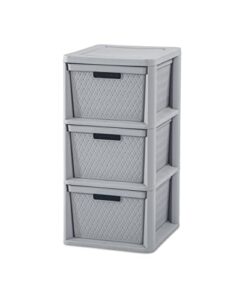 sterilite 47306a01k, 3-drawer weave, cement, 1-pack tower