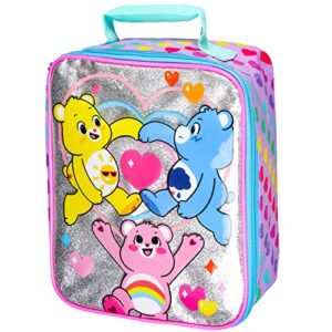 carebears lunch tote clear design with iridescent underlay lunch bag box