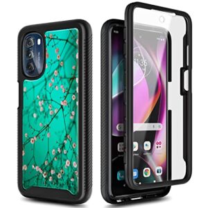 NZND Case for Motorola Moto G Stylus 5G 2022 Case with [Built-in Screen Protector], Full-Body Protective Shockproof Rugged Bumper Cover, Impact Resist Durable Phone Case (Plum Blossom)