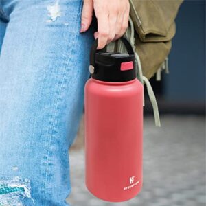 Hydraflow Hybrid - 34oz Triple Wall Vacuum Insulated Bottle with Flip Straw - Insulated Water Bottle - Stainless Steel Bottle - Water Bottle with Straw - Reusable Water Bottle (34oz, COTTON CANDY)