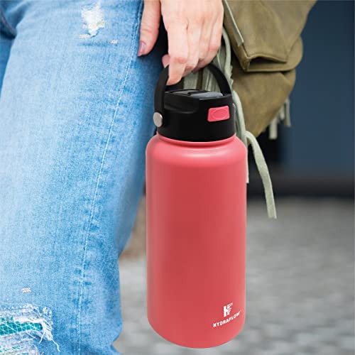 Hydraflow Hybrid - 34oz Triple Wall Vacuum Insulated Bottle with Flip Straw - Insulated Water Bottle - Stainless Steel Bottle - Water Bottle with Straw - Reusable Water Bottle (34oz, COTTON CANDY)