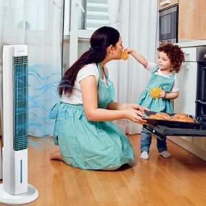 Arctic Air Tower 2.0 Evaporative Air Cooler - Large Area Room Cooling, 4 Speed Settings, Quiet Oscillation, Space-Saving, Perfect for Bedroom, Living Room, Office & More