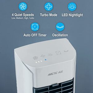 Arctic Air Tower 2.0 Evaporative Air Cooler - Large Area Room Cooling, 4 Speed Settings, Quiet Oscillation, Space-Saving, Perfect for Bedroom, Living Room, Office & More