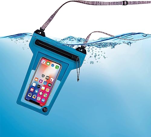 Nite Ize Runoff Waterproof Phone Pouch with Lanyard and TRU Zipper, IP67 Universal Waterproof Case for iPhone 11/11 Pro Max/Xs Max/XR/X/8/8P Galaxy, Blue