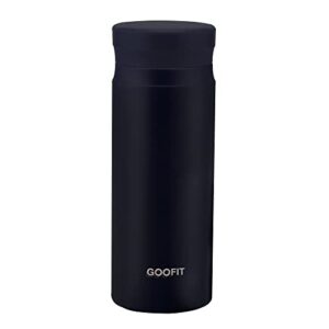 goofit 9oz small coffee water bottle double wall vacuum insulated thermos for kids and women keeps cold 12h hot 12h blue