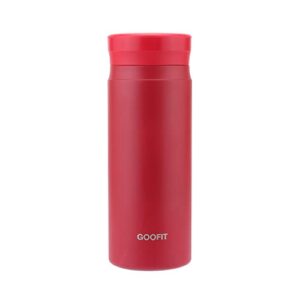 goofit 7oz small coffee water bottle double wall vacuum insulated thermos for kids and women keeps cold 12h hot 12h red