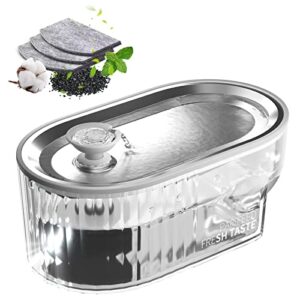 cat water fountain - 304 stainless steel tray, ultra-quiet pump, emergency water storage, transparent water tank with water level indicato, 84oz/2.5l, oval design suitable for a variety of pets