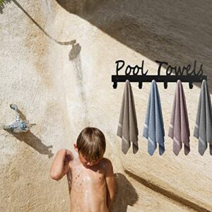 Pool Towel Hooks for Bathroom Wall Mount Towel Rack Towel Holder Carbon Steel Hanger Organizer Indoor Outdoor for Robe, Towel, Coat, Swimsuit, Umbrella, Bag, Keys(Matte Black)