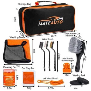MateAuto 17Pcs Microfiber Car Washing Sponge & Car Wash Mitt Car Wash Kit, Mini Car Cleaning Kit Detailing Brush Set, Complete Interior Car Care Kit for Car Full Cleaning
