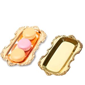 cake toppers decor metal vanity tray stainless steel towel tray snacks cake dish fruit dessert plate for wedding party home (golden) cake decorations