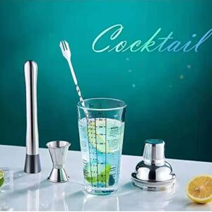 4 Pcs Glass Cocktail Shaker, 14 oz Martini Glass Shaker Cup, with Measuring Jigger Mixing Spoon Muddler,for Kitchens, Bars, Coffee Shops, Hotels, Clubs, Can Make Cocktails, juices ETE.