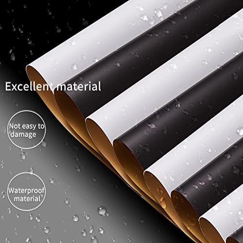 40 Sheets Double Sided Rose Wrapping Paper, 23"x23" Waterproof Gift Bouquets Packaging Papers, White Gold & Black Gold Floral Wrapping Paper Set Thick Florist Bouquet Wraps Supplies for Festival Party