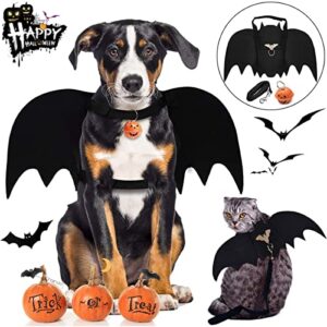 dog bat costume, halloween pet costumes bat wings cosplay dog costume cat costume with leash and pumpkin bells, dog clothes for small medium large dogs cats puppy, funny outfit cool apparel