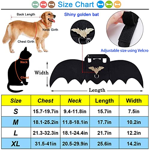 Dog Bat Costume, Halloween Pet Costumes Bat Wings Cosplay Dog Costume Cat Costume with Leash and Pumpkin Bells, Dog Clothes for Small Medium Large Dogs Cats Puppy, Funny Outfit Cool Apparel