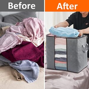 90L Large Capacity 8 Pack Clothes Storage Bag, Storage Bins for Clothes, Closet Organizers and Storage Containers for Blanket Bedding Comforter, Thick Fabric with Reinforced Handles, Zipper, Clear Window