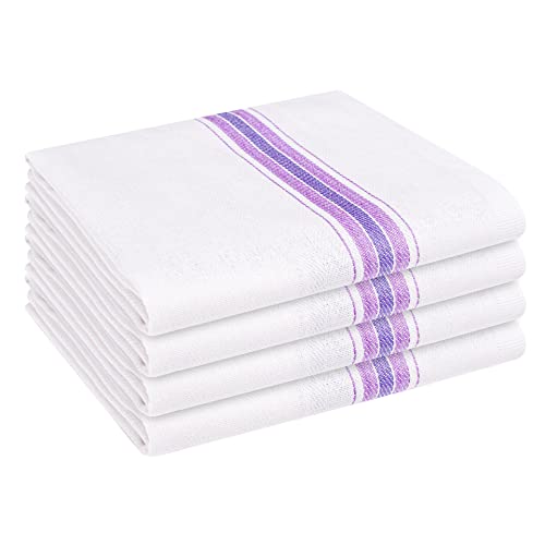 THE BEER VALLEY Classic Kitchen Dish Towels Set of 4-100% Cotton Soft & Absorbent Dish Cloths for Cleaning - Reusable Kitchen Hand Towels (22 x 28 Inches)