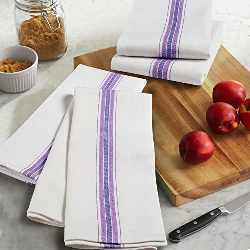 THE BEER VALLEY Classic Kitchen Dish Towels Set of 4-100% Cotton Soft & Absorbent Dish Cloths for Cleaning - Reusable Kitchen Hand Towels (22 x 28 Inches)