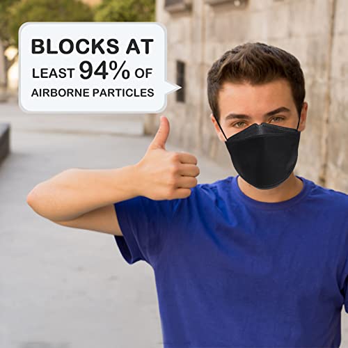 60 PCS KF94 Mask, 3D Fish Type Individually Wrapped KF94 Mask Black, 4 Layer Safety Breathable Comfortable KF94 Masks for Adults, Individually Package KF94 Face Masks Suitable for Daily Protection