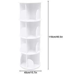 ZHFEISY Rotating Bookshelf 4 Tier Nordic Style White Bookcase 220 lbs Bearing Capacity Corner Bookshelf for Living Room Bedroom Study Office