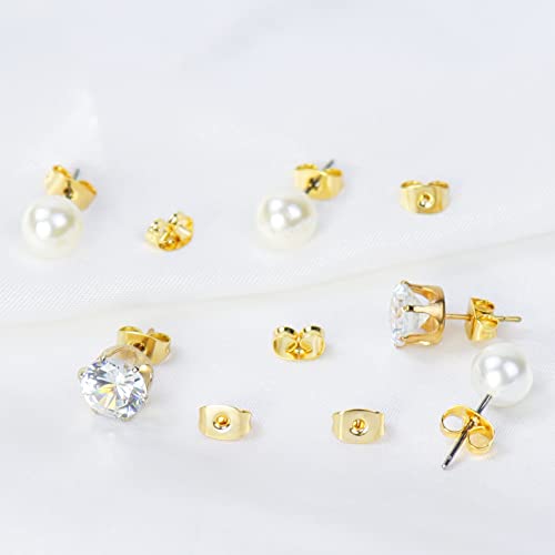 18K Gold Plated Earring Backs 20pcs Gold Earring Backs Replacements Hypoallergenic Secure Earring Backs for Studs Hooks Earrings