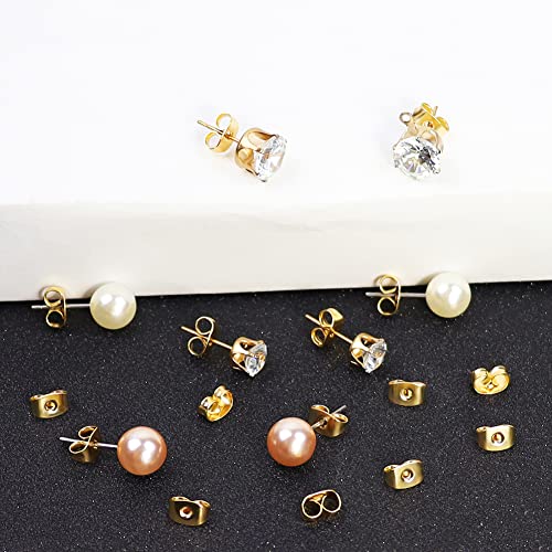 18K Gold Plated Earring Backs 20pcs Gold Earring Backs Replacements Hypoallergenic Secure Earring Backs for Studs Hooks Earrings