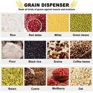 JIAWANSHUN Rice Dispenser Rice Container 7.5L Grain Storage with Clear Container Wood Stand for Home Kitchen Use Black Rice, Mung Beans, Red Beans, Lentils Container