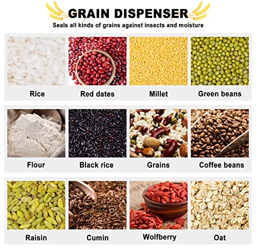 JIAWANSHUN Rice Dispenser Rice Container 7.5L Grain Storage with Clear Container Wood Stand for Home Kitchen Use Black Rice, Mung Beans, Red Beans, Lentils Container