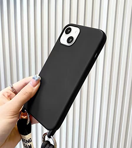 CQUUKOI Crossbody Phone Case for iPhone 13 Pro Max Lanyard Silicone TPU Phone Cover with Detachable Necklace Strap Anti-Drop Protective Cover for iPhone 13 Pro Max Women Men Black