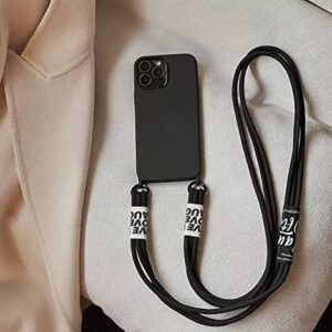 CQUUKOI Crossbody Phone Case for iPhone 13 Pro Max Lanyard Silicone TPU Phone Cover with Detachable Necklace Strap Anti-Drop Protective Cover for iPhone 13 Pro Max Women Men Black